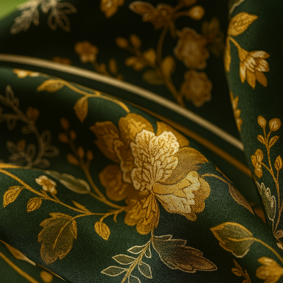 100% Silk Square Scarf with White Flower Decoration for Women | La Parisienne