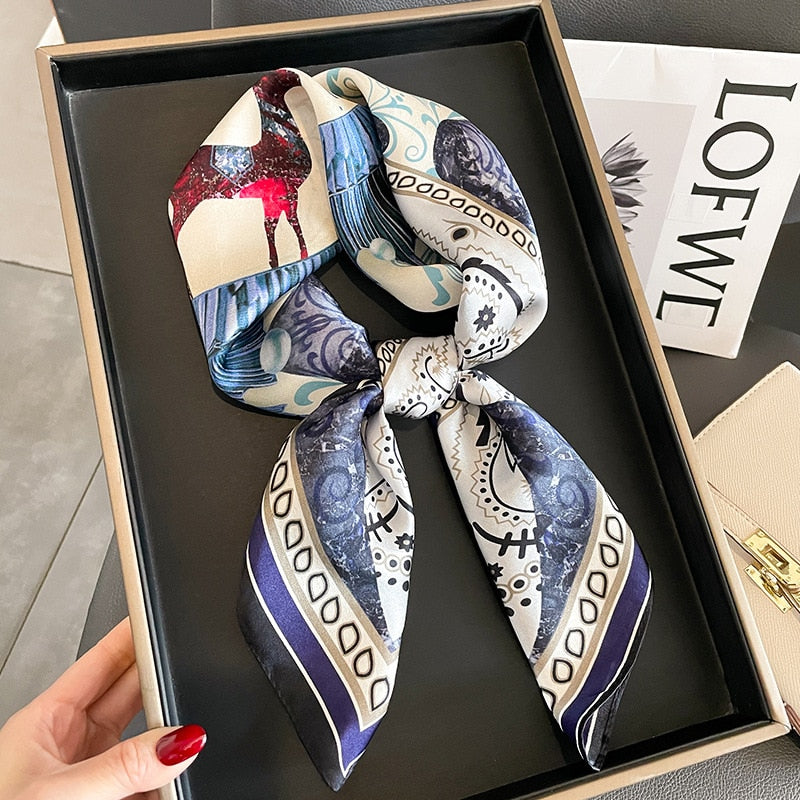Women's 100% Silk Square Scarf with Deer Pattern | La Parisienne