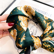 100% Silk Square Scarf with White Flower Decoration for Women | La Parisienne
