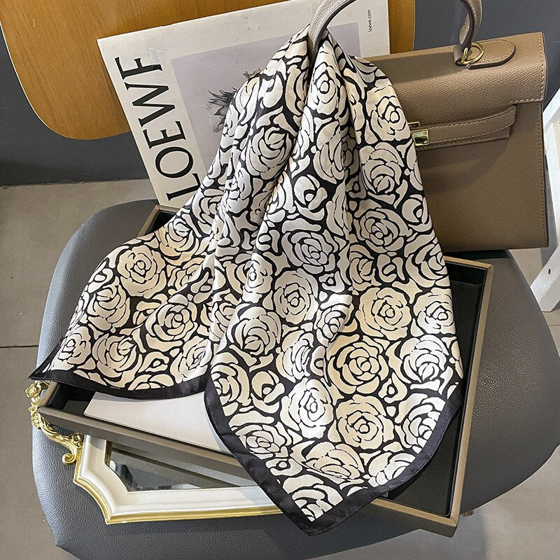 100% Silk Square Pink Black and White Women | The Parisian