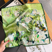 100% Silk Square Artistic Flower Decoration for Women | The Parisian