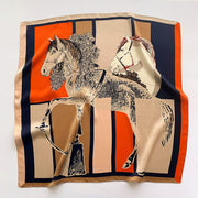 100% Silk Square with Horse pattern for Women | La Parisienne