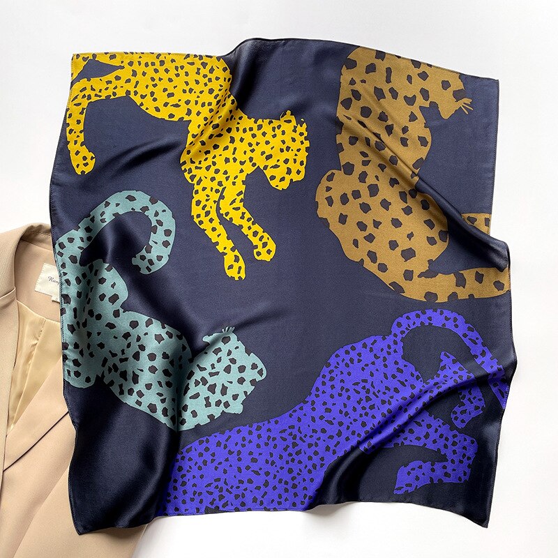 100% Silk Square with Feline pattern for Women | The Parisian