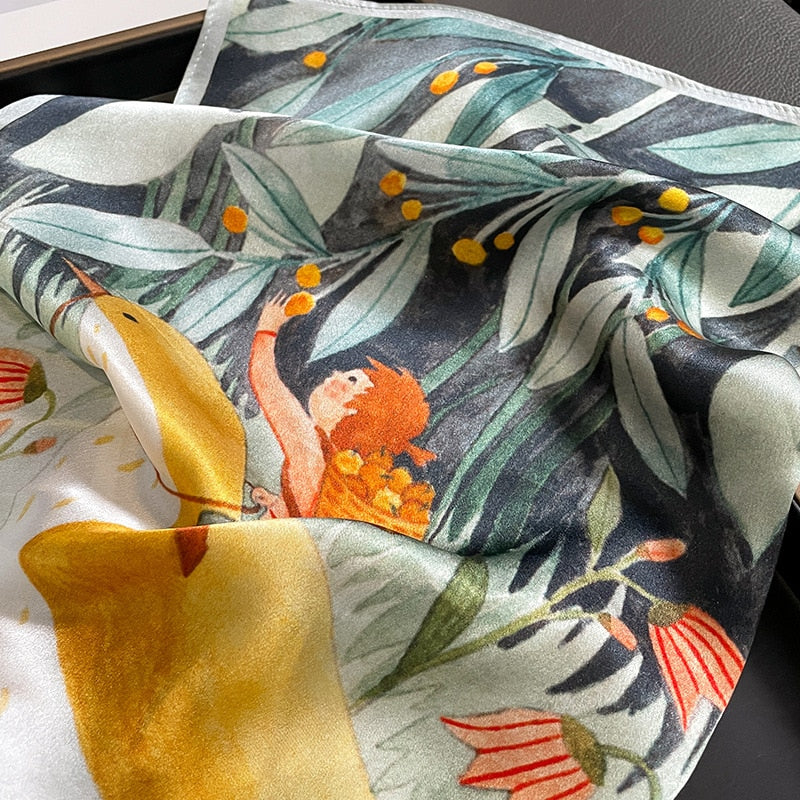 100% Silk Square Floral Decoration Women | The Parisian