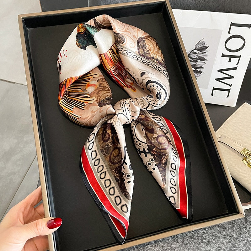 Women's 100% Silk Square Scarf with Deer Pattern | La Parisienne