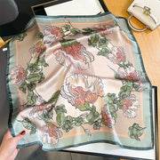 100% Silk Square Flower Pink Woman | The Parisian