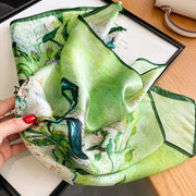 100% Silk Square Artistic Flower Decoration for Women | The Parisian