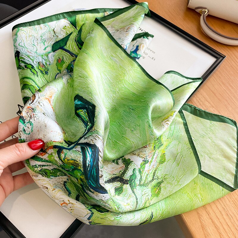 100% Silk Square Artistic Flower Decoration for Women | The Parisian