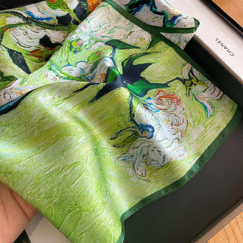 100% Silk Square Artistic Flower Decoration for Women | The Parisian