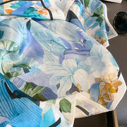 100% Silk Square Flower Decoration Blue | La Parisienne