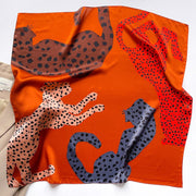 100% Silk Square with Feline pattern for Women | The Parisian