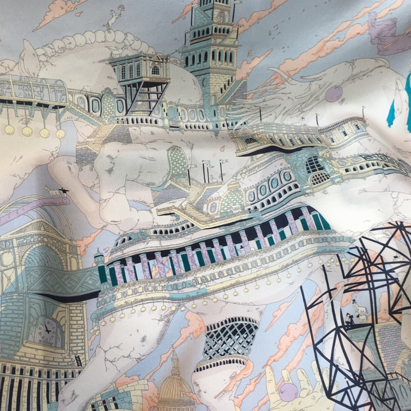 100% Silk Square Surrealist Decoration for Women | La Parisienne