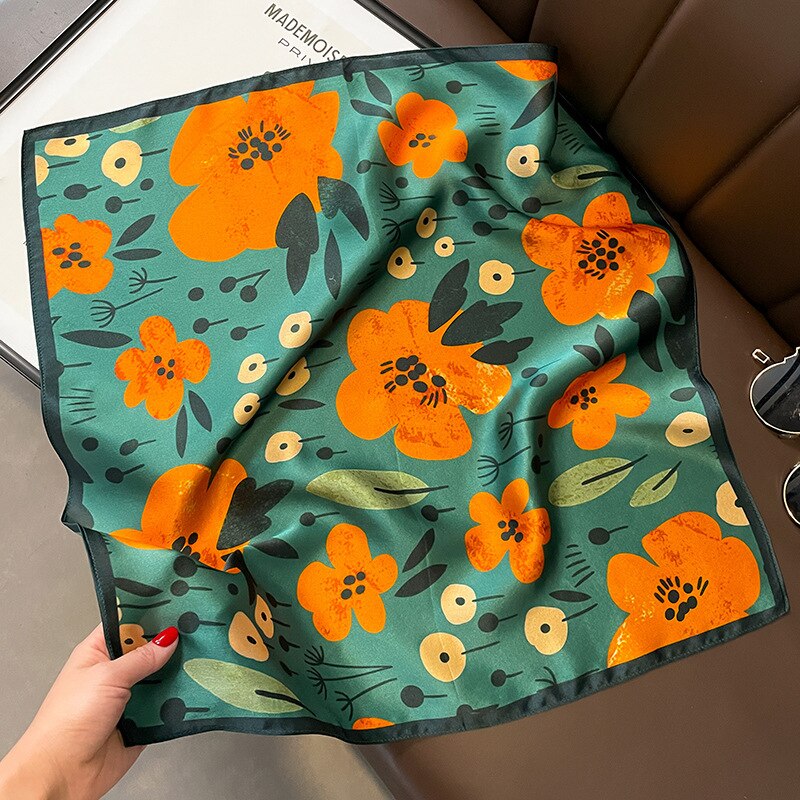 100% Silk Artistic Flower Square for Women | La Parisienne