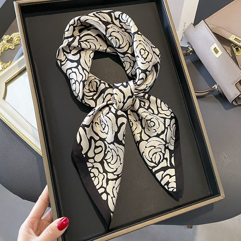 100% Silk Square Pink Black and White Women | The Parisian