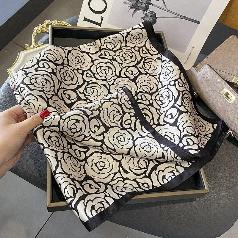 100% Silk Square Pink Black and White Women | The Parisian