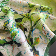 100% Silk Square Artistic Flower Decoration for Women | The Parisian