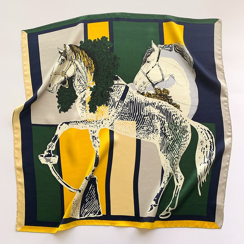 100% Silk Square with Horse pattern for Women | La Parisienne