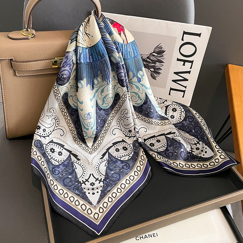Women's 100% Silk Square Scarf with Deer Pattern | La Parisienne