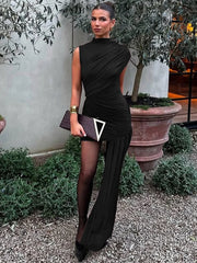 Robe Longue Ajustée Sans Manches  | La Parisienne