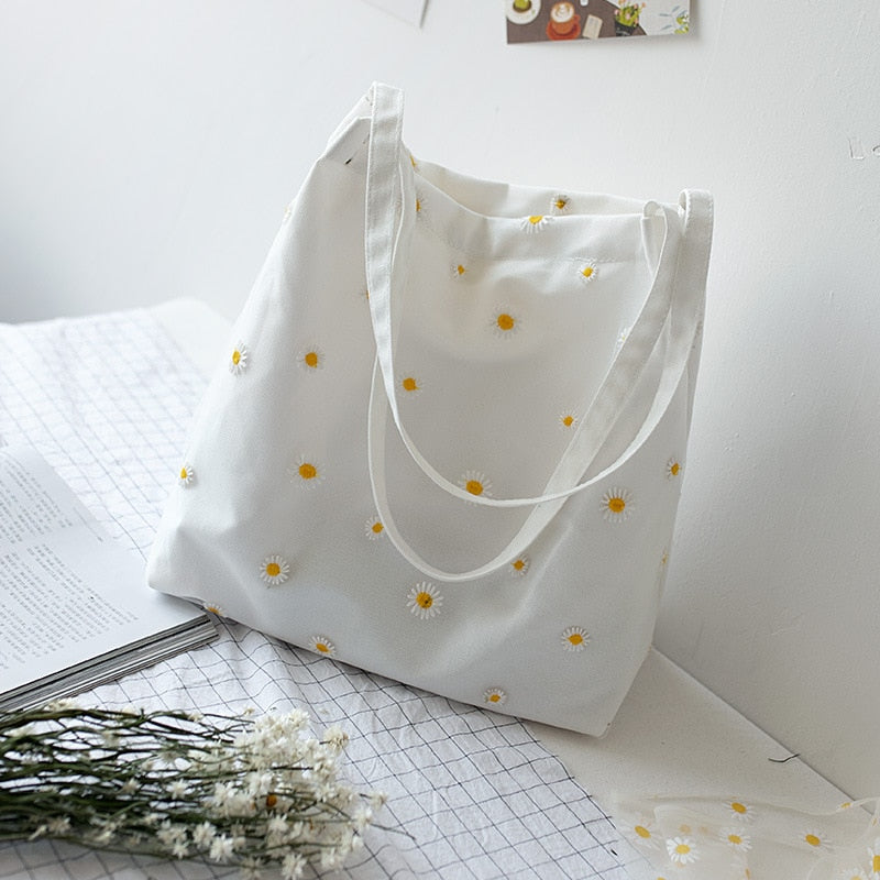 Tote Bag en Toile Décoration Pâquerette Femme | La Parisienne