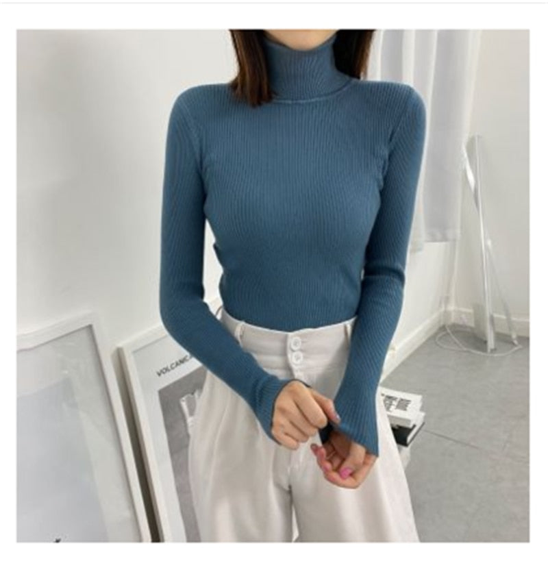 Pull à Colle Roulé Coton Recomposé Femme | La Parisienne