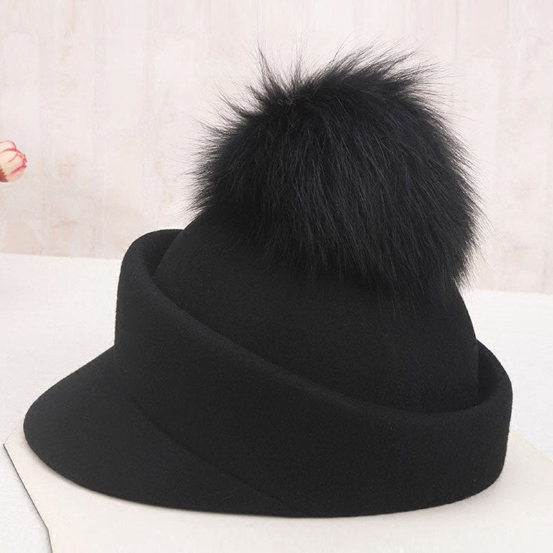 Béret Casquette à Fourrure Sophistiqué Femme Chic | La Parisienne