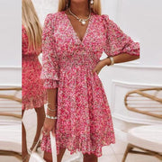 Robe Courte Motif Fleur Femme | La Parisienne