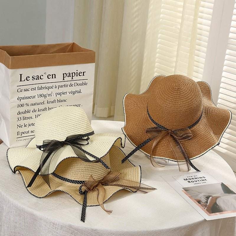 Chapeau de Paille Ondulé à nœud Femme | La Parisienne