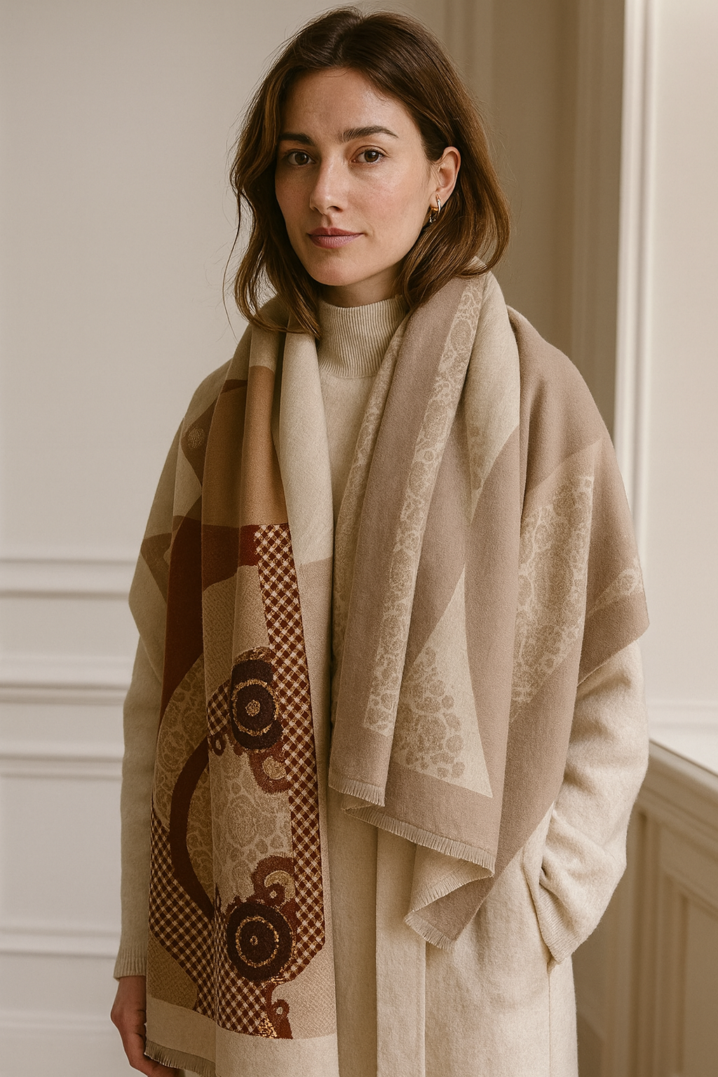 Sciarpa Invernale Donna Morbida E Leggera Con Nappe - Fantasie E Colori Vari - Stile Cashmere