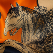 100% Silk Square with Horse pattern for Women | La Parisienne