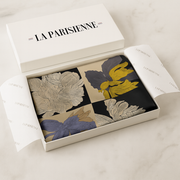 Foulard Carré de Soie Fleur Bleu | La Parisienne