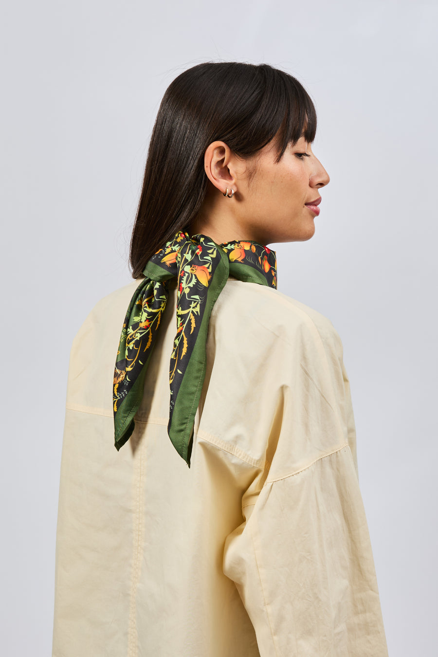 Sciarpa 100% Seta Senape Leggera - Donna, Collezione Primavera/estate, Tema Floreale Boho - Foto 1