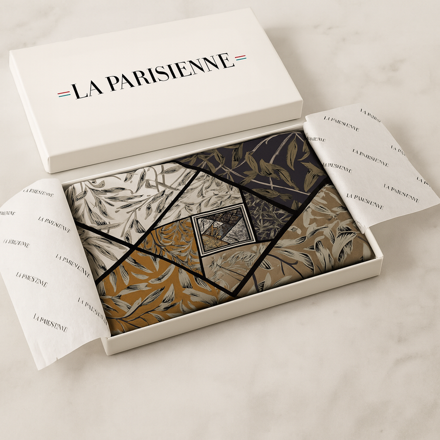 Women's 100% Silk Square Scarf with Refined Flower | La Parisienne 