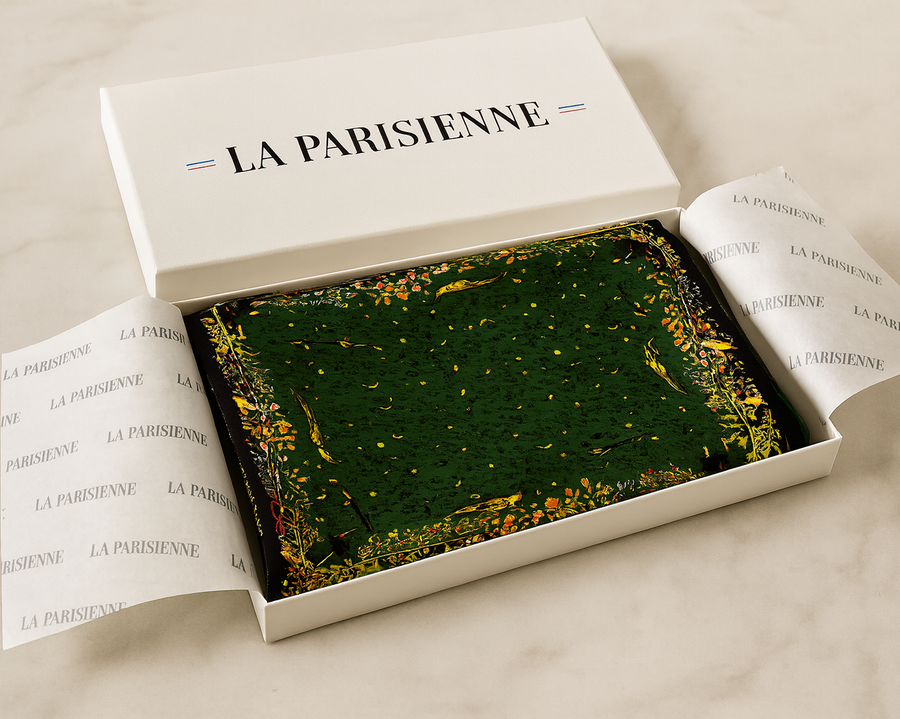 Carré 100% Soie Vert Femme | La Parisienne