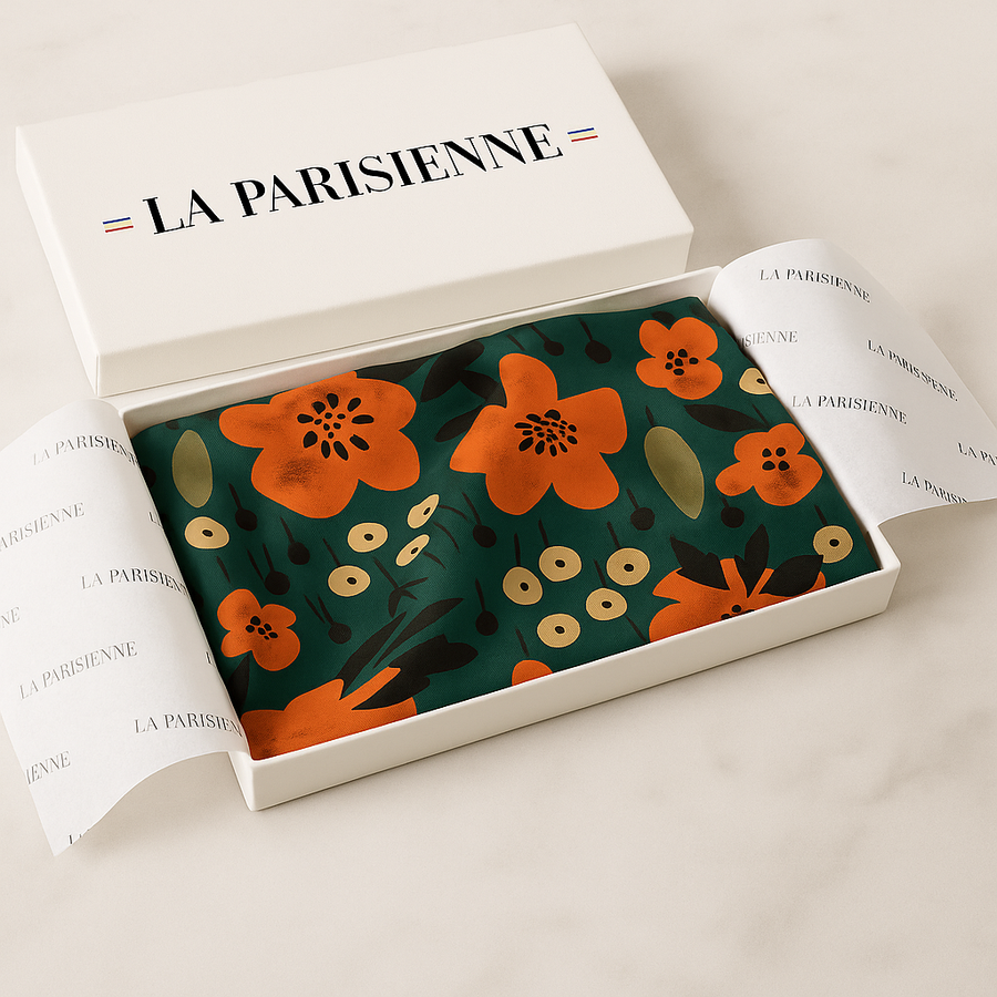 100% Silk Artistic Flower Square for Women | La Parisienne