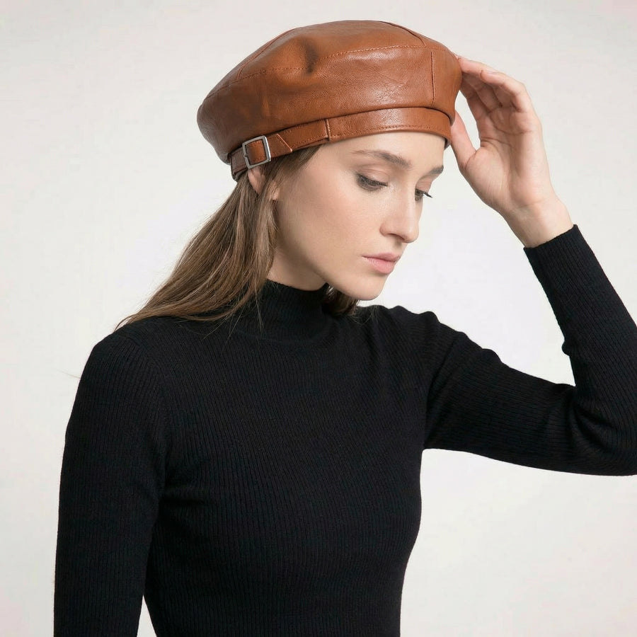 Vintage Leather Beret | The Parisian 