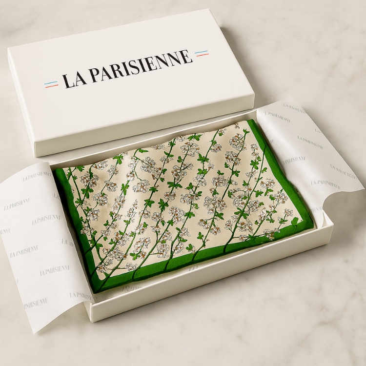 Carré 100% Soie Chic Décoration Fleur Femme | La Parisienne