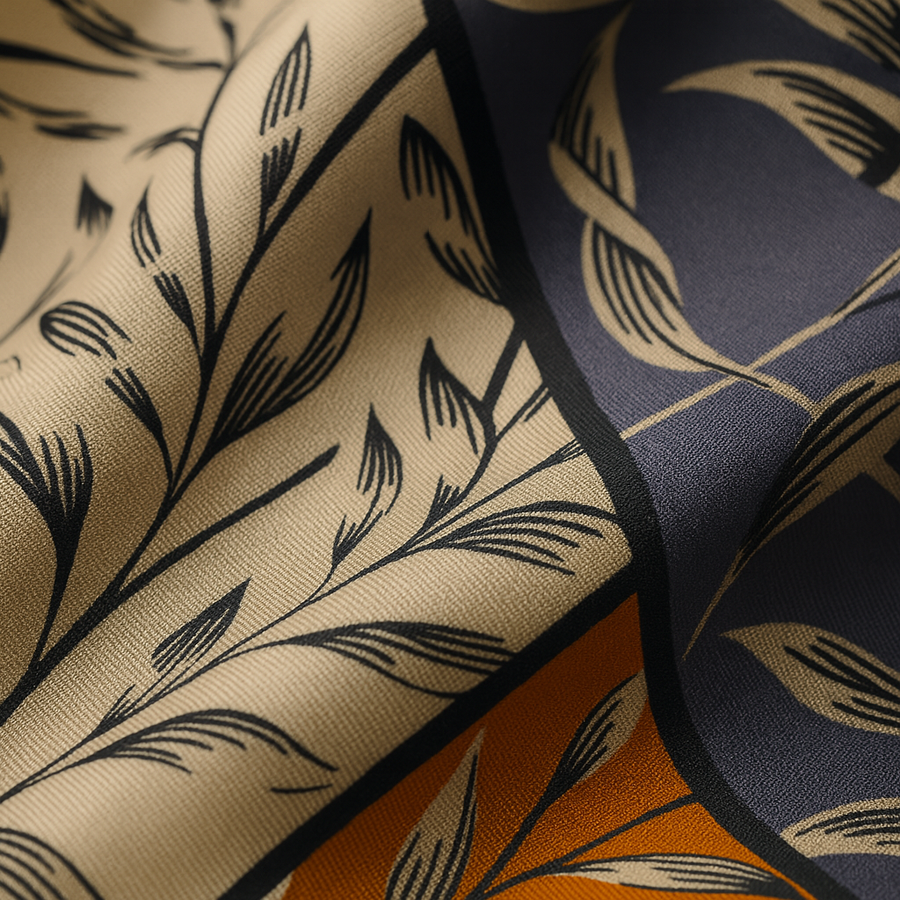Women's 100% Silk Square Scarf with Refined Flower | La Parisienne 