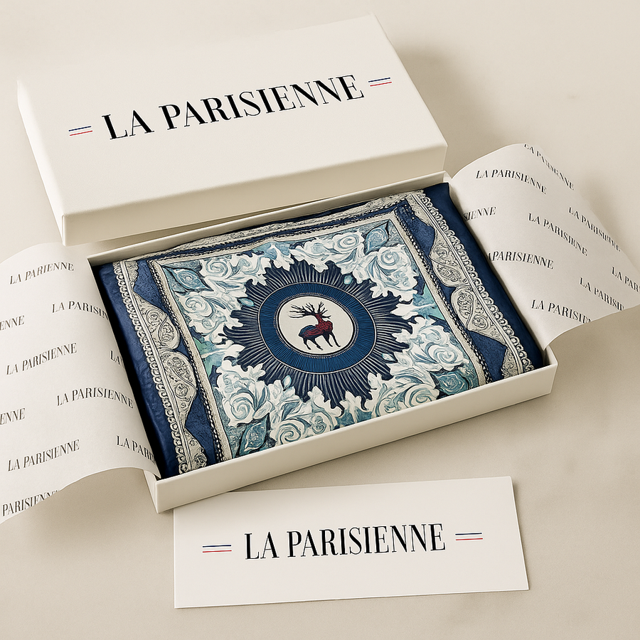 Carré 100% Soie Chic Motif Cerf Femme | La Parisienne