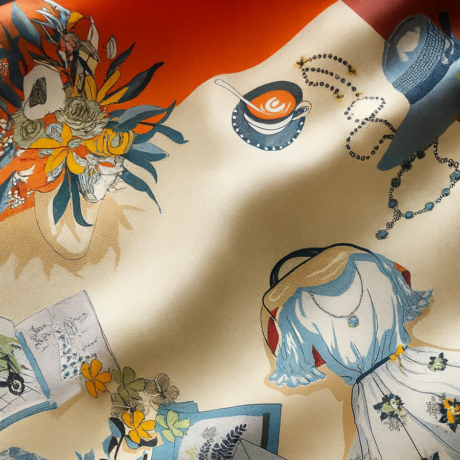 Square 100% Silk Women Chic Flower Pattern | La Parisienne 