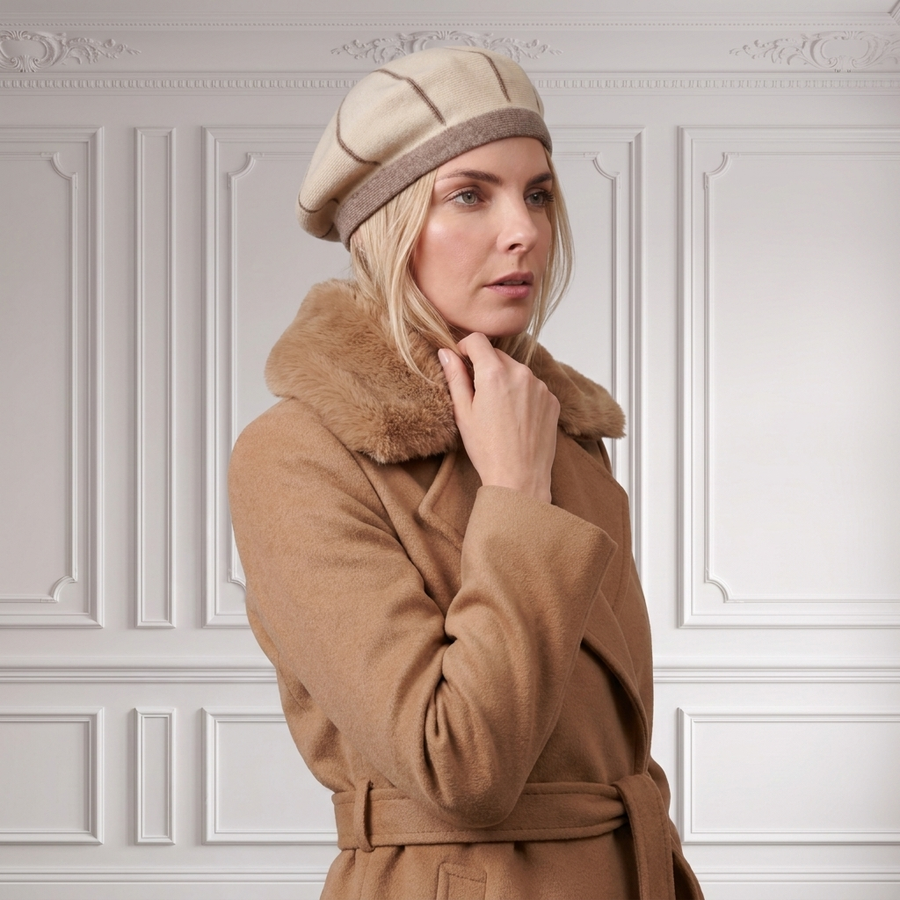 Schickes Damen Barett 100% Kaschmir | La Parisienne