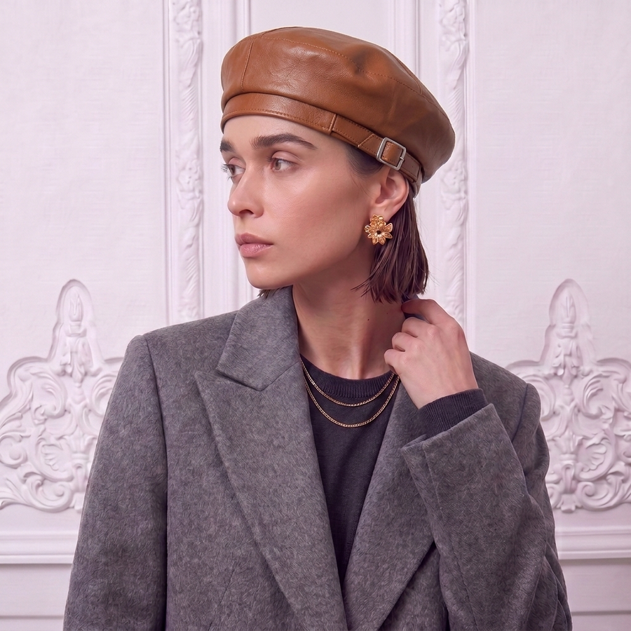 Berretto in pelle vintage La Parisienne