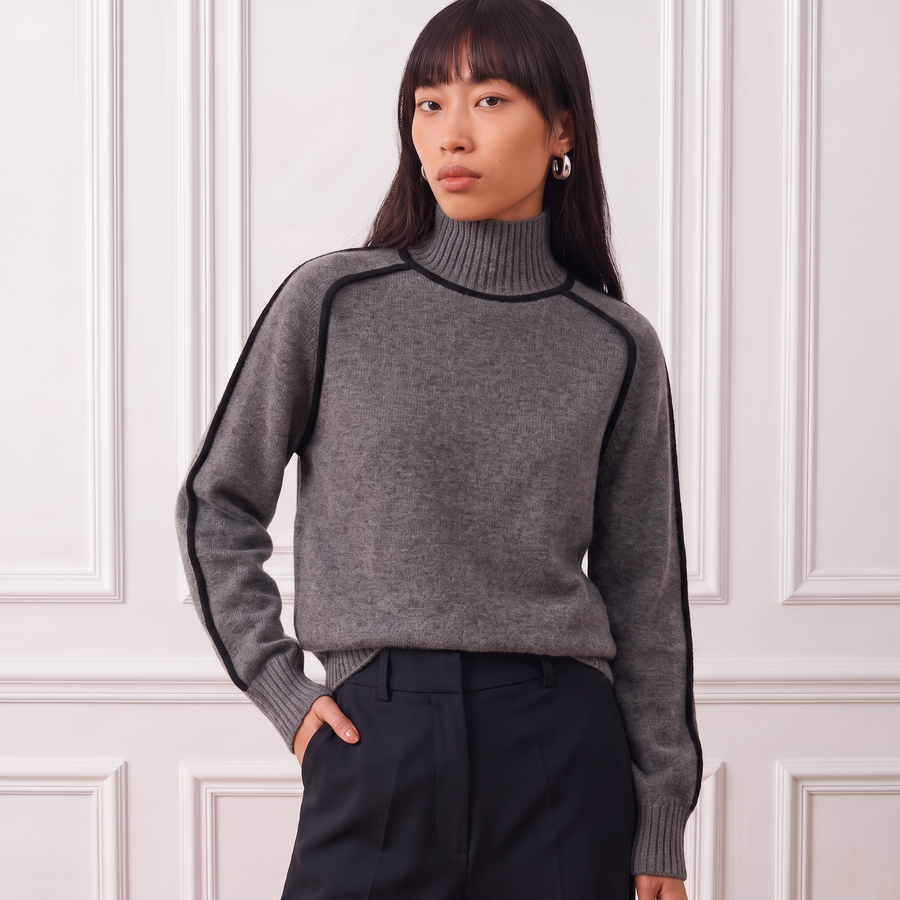Women's Knitted High Neck Sweater | La Parisienne 