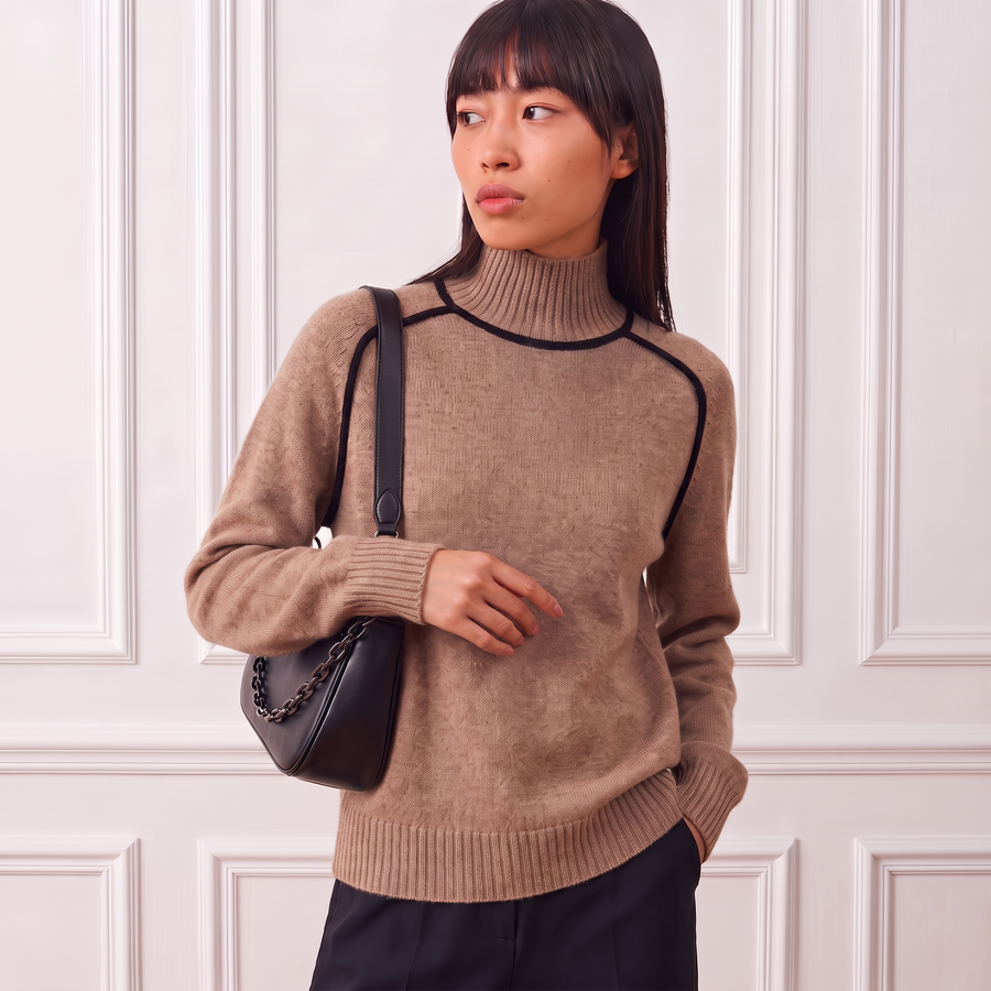 Women's Knitted High Neck Sweater | La Parisienne 