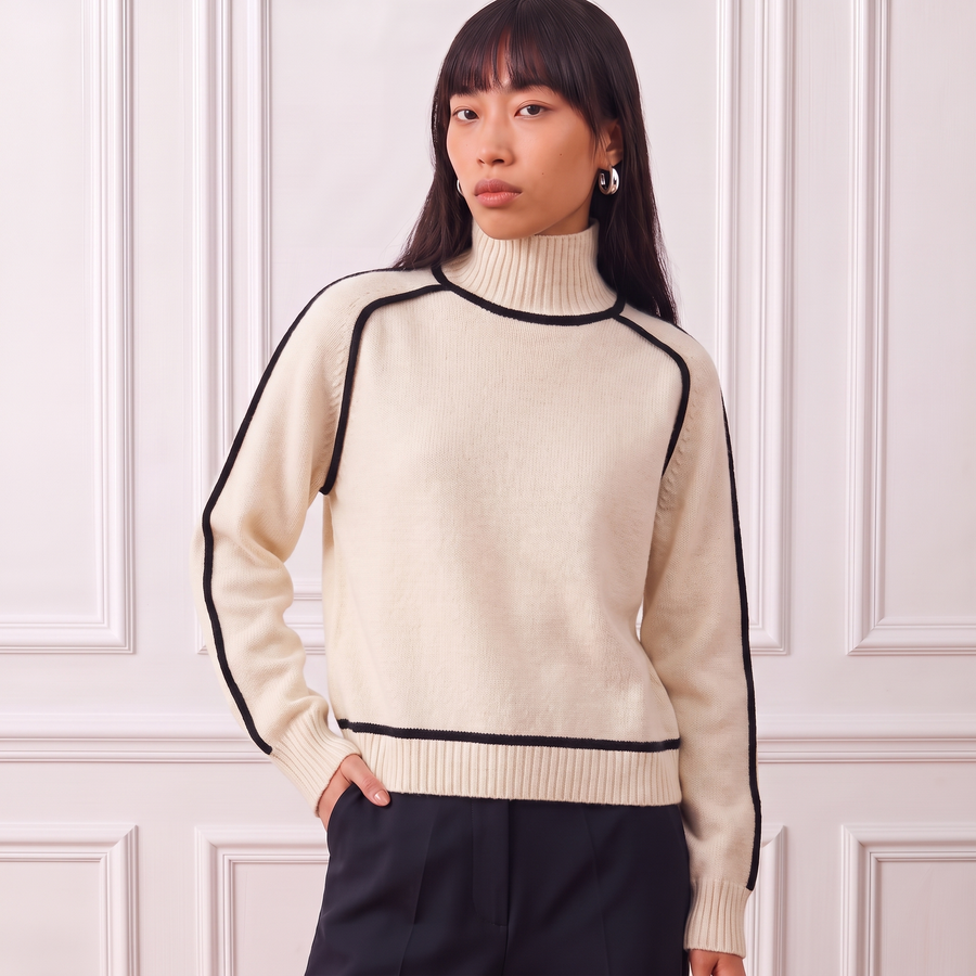 Women's Knitted High Neck Sweater | La Parisienne 