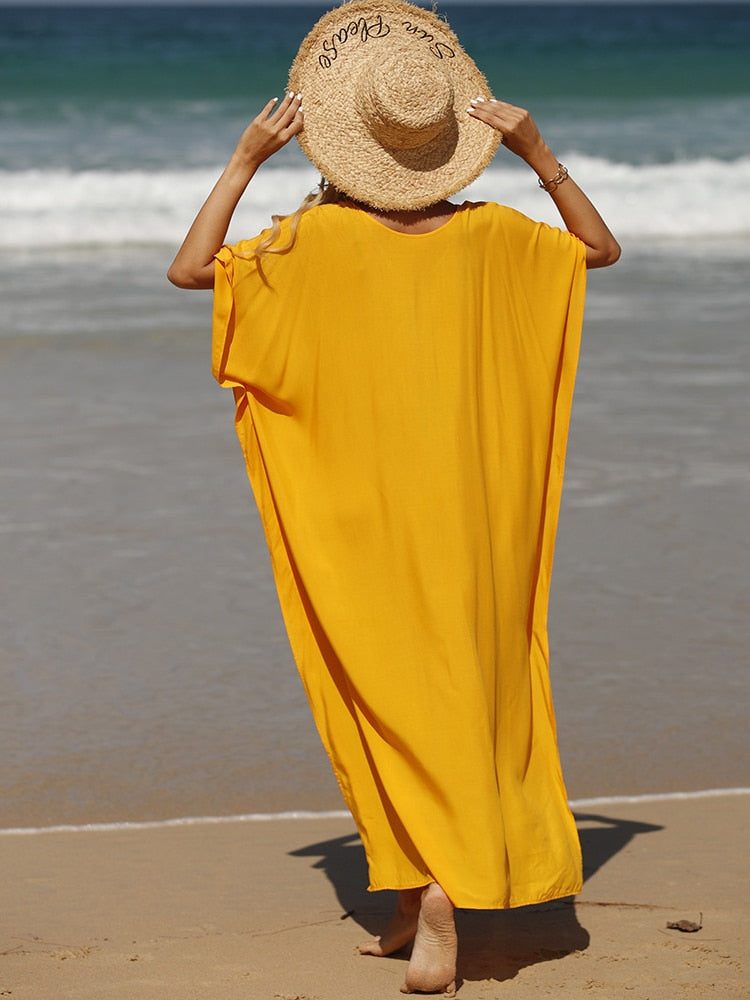 Robe de Plage Chic Jaune Femme | La Parisienne