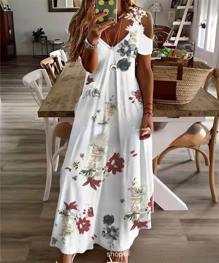 Women's White Flower Pattern Dress | The Parisian 