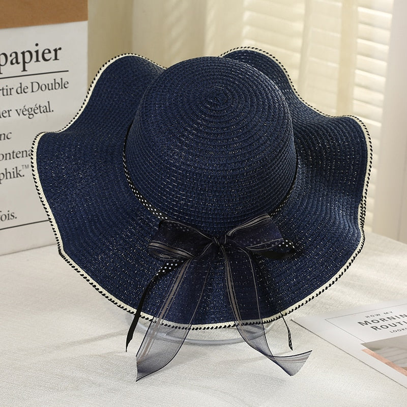 Chapeau de Paille Ondulé à nœud Femme | La Parisienne
