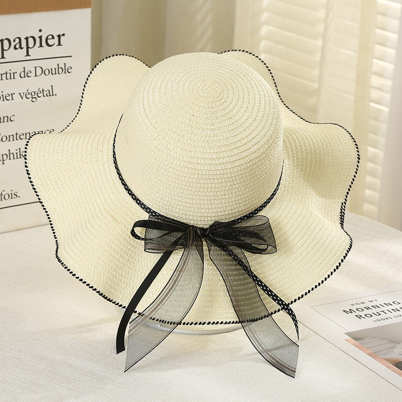 Chapeau de Paille Ondulé à nœud Femme | La Parisienne